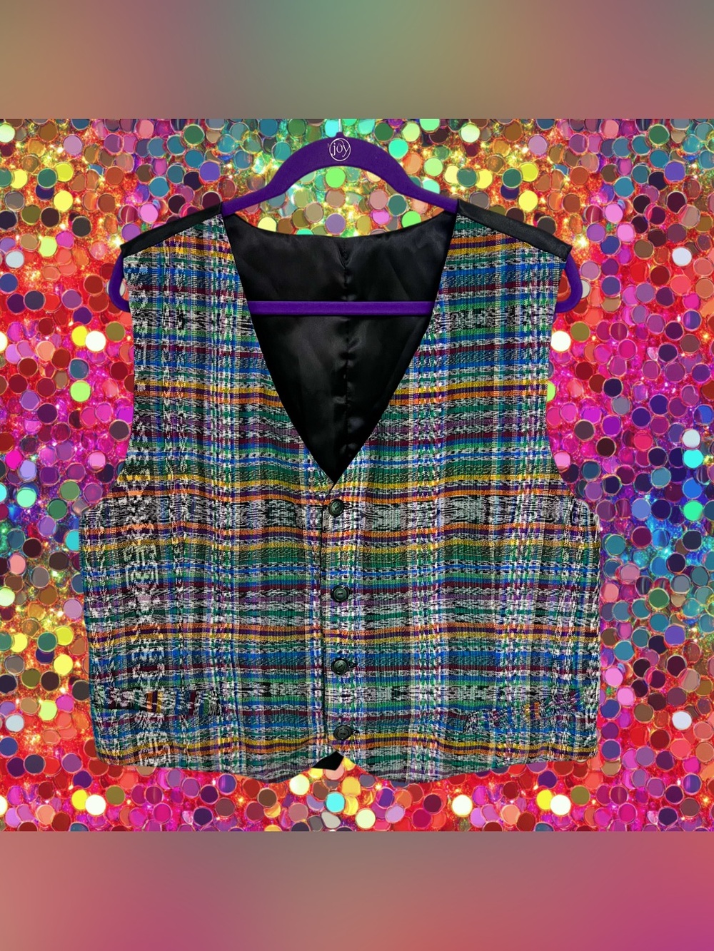 Rainbow stitch button up vest
